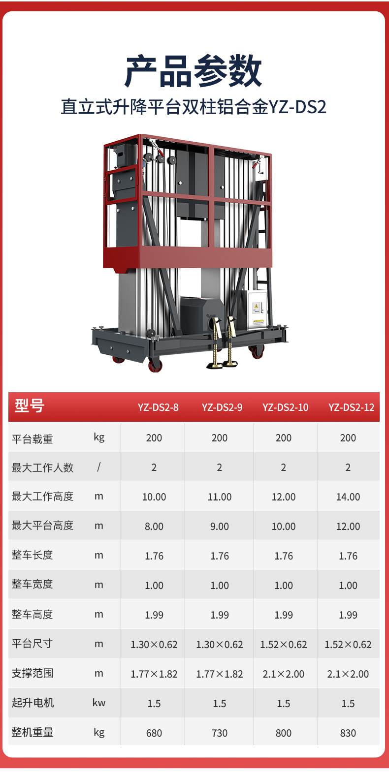 揚(yáng)子升降平臺(tái)升降機(jī)YZ-DS2 -8(圖5)